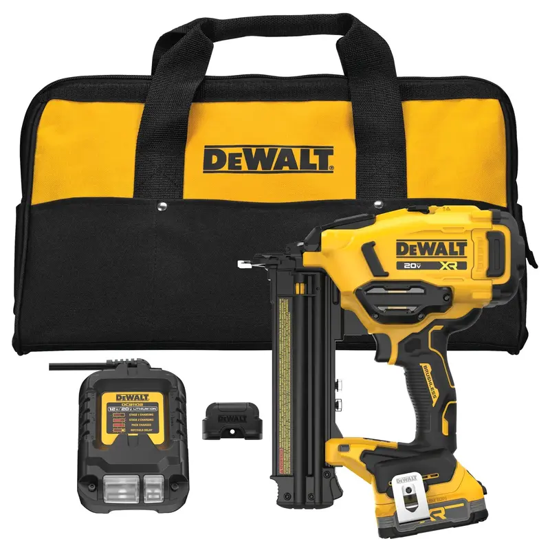DeWalt DCN210E1 20V MAX XR 18-Gauge Brad Nailer – Cordless Finish Nailing Kit