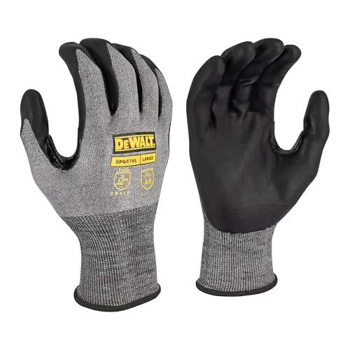 DEWALT DPG578 Foam-Nitrile Cut-Resistant Work Gloves – A6 Level, XL, Pack of 12