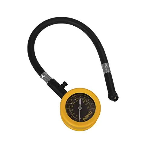 DEWALT DXCM032-0149 Analog Pressure Gauge — 12″ Hose, Swivel Chuck & Bleeder Valve Included