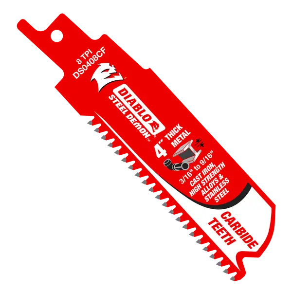 Diablo DS0408CF Steel Demon Carbide-Tipped Reciprocating Blades – 4″, 8 TPI, Compact Design for Detail Work