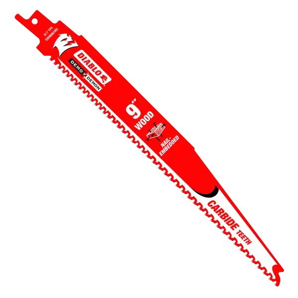 Diablo DS0906CWS10 9-Inch Demo Demon Carbide Recip Blade — 5/7 TPI, 10-Pack for Nail-Embedded Wood