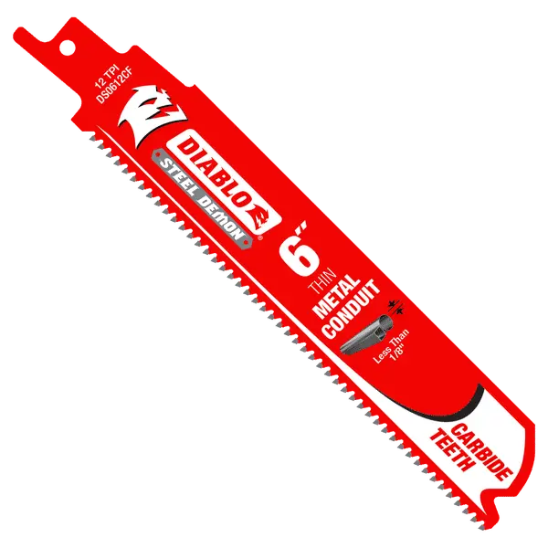 Diablo Steel Demon Reciprocating Blade – 6″, 12 TPI Carbide Teeth for Thin Metal, Extended Durability