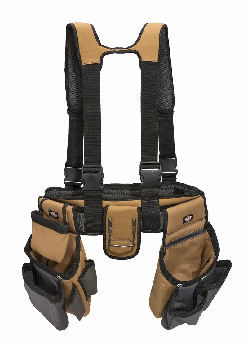 Dickies 57023 4-Piece Carpenter’s Rig – Padded Suspenders, Cooling Mesh Back, Leather Belt & Steel Buckle
