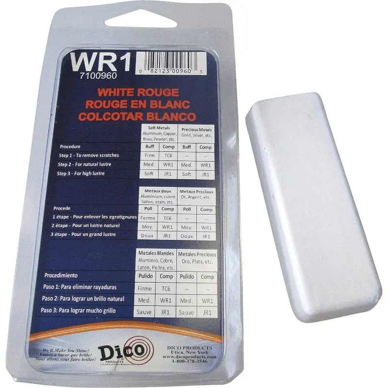 Dico 7100960 White Rouge Buffing Compound — 1/2-Inch Thick, Fine Polishing for Metals and Finishes