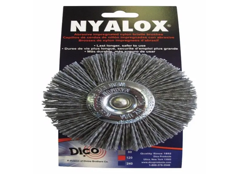 Dico Nyalox 4-Inch Wheel Brush – Grey, 80-Grit Abrasive Brush for Rust and Coating Removal