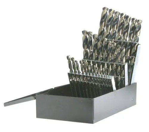 Drillco 400N Series Nitro Jobber Drill Bit Set – 29-Piece HSS Black & Gold Oxide, 135° Split Point, 1/16″–1/2″