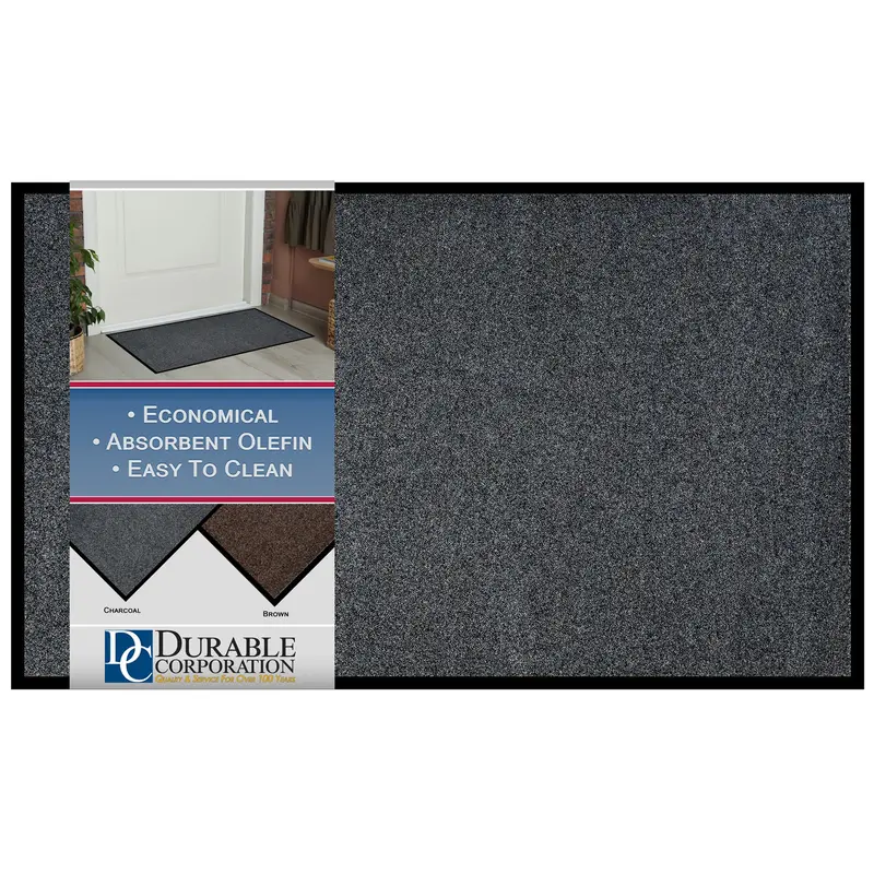 Durable Wipe-N-Walk Indoor Entrance Mat – 3 ft × 4 ft, Charcoal Vinyl-Backed Carpet