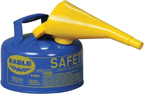 Eagle 1-Gallon Blue Type I Kerosene Safety Can – Flame-Arrested, Self-Closing Lid, F-15 Funnel