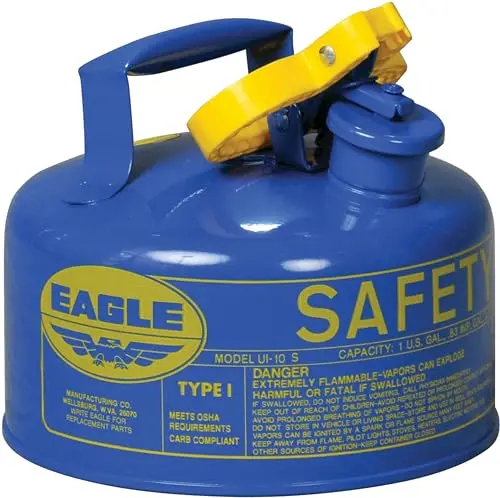 Eagle 1-Gallon Type I Blue Kerosene Safety Can – Flame Arrester, Self-Closing Lid, USA-Made Galvanized Steel