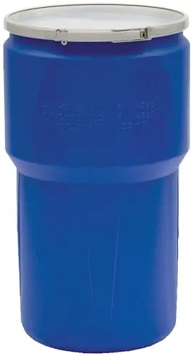 Eagle 14-Gal Open-Head HDPE Lab Pack Drum with Metal Lever-Lock Lid – Weatherproof & Chemical-Resistant, Blue, Made in USA (Model 1610MB)