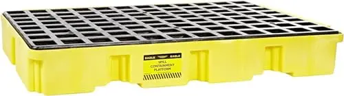 Eagle 2-Drum Spill Tray – 30-Gallon Capacity, Heavy-Duty Yellow Containment Platform