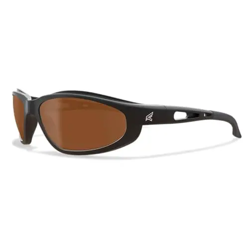 EDGE Dakura Polarized Safety Glasses – ANSI Z87.1 Certified, Anti-Slip Temples, Triple-Dipped Anti-Scratch Lens, 99.9% UV Protection (Black Frame, Copper Polarized Lens)