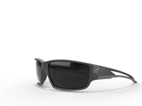 Edge Kazbek Polarized Safety Glasses – Wrap-Around ANSI/ISEA-Military Grade with Smoke Lens (Black Frame)