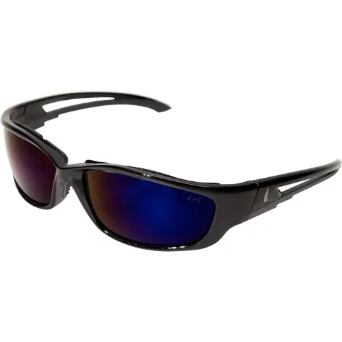 Edge SK-XL118 Kazbek XL Safety Glasses – Extra-Wide Fit, Blue Mirror Lens, UV400, ANSI/ISEA Certified