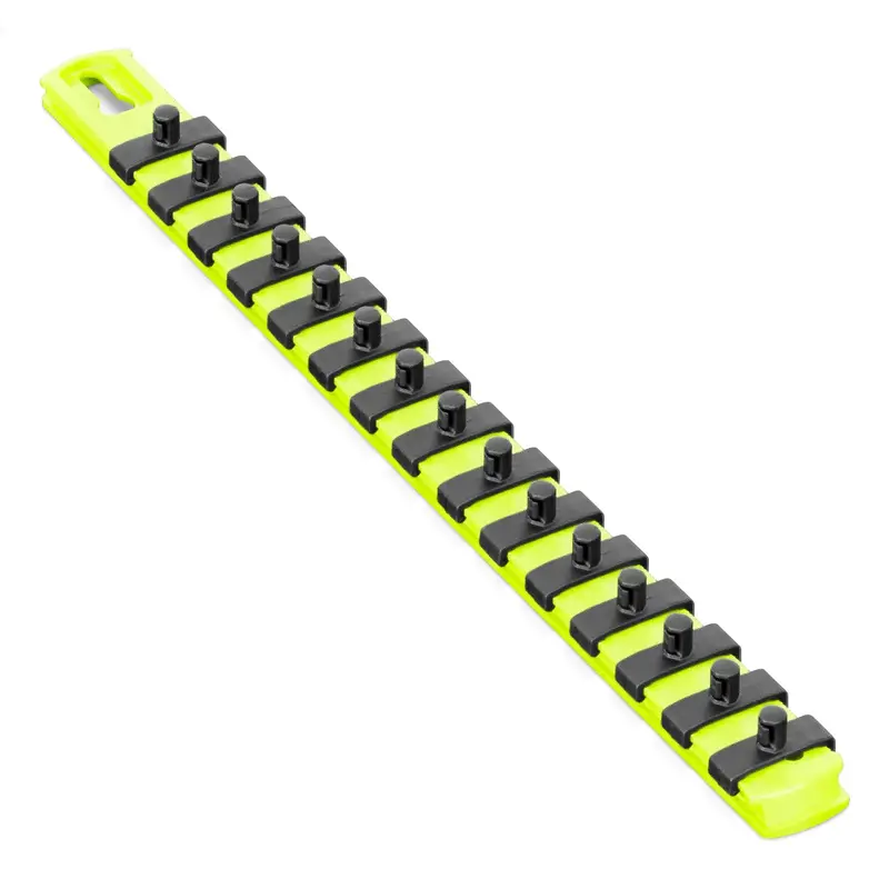 Ernst 13″ Socket Rail Organizer with Fifteen 1/4″ High-Visibility Twist-Lock Clips (Hi-Viz Model 8437HV)