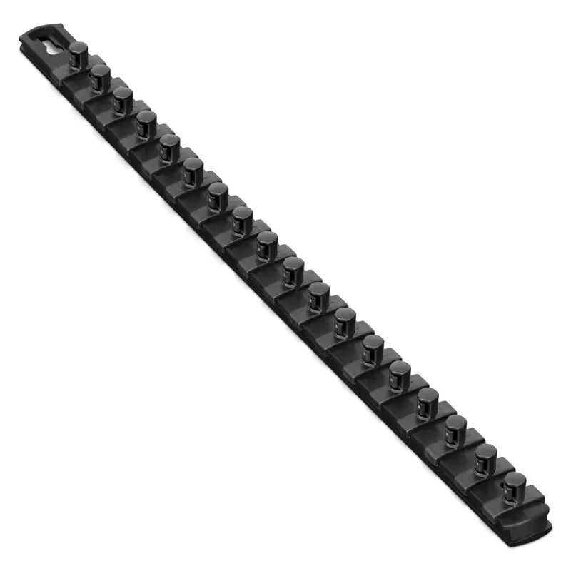 ERNST 18-Inch Magnetic Socket Organizer – Black Housing with 18 Built-In 3/8-Inch Twist-Lock Clips (Model 8421M)