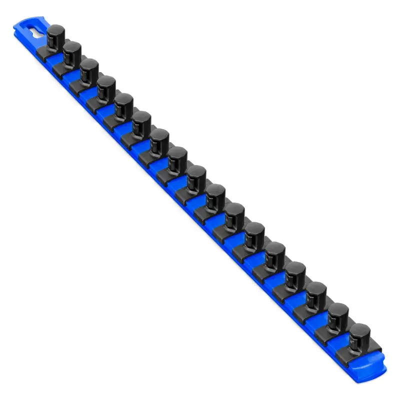 Ernst 18″ Socket Organizer – 17 Twist-Lock Clips (1/2″ Size), Blue Model 8405