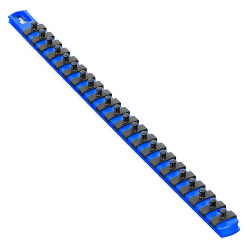 Ernst 18″ Socket Organizer – 22 Twist-Lock Clips (1/4″ Size), Blue Model 8403