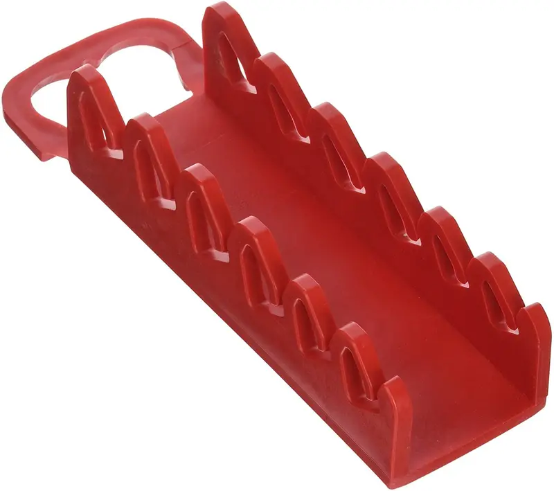 Ernst 6-Slot Red Screwdriver Holder – Lightweight Gripper Rail for Wall, Pegboard, or Mobile Use