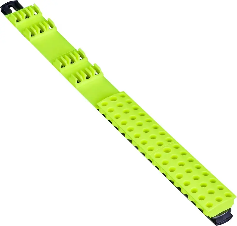 Ernst 60-Tool Magnetic Bit Bar – Dual-Color (Black/Hi-Viz) 1/4″ Hex Bit Organizer for Workshop Efficiency