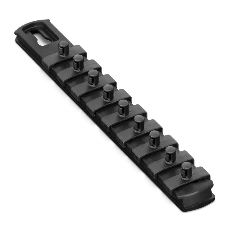ERNST 8-Inch Magnetic Socket Organizer – Black Housing with 9 Adjustable 1/4-Inch Twist-Lock Clips (Model 8426M-Black)
