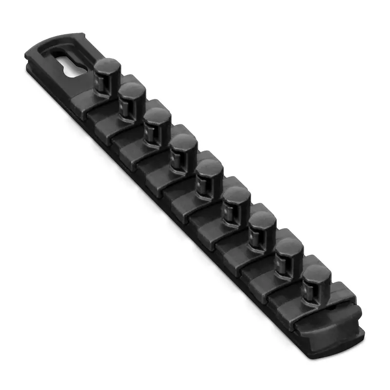 Ernst 8-Inch Magnetic Socket Organizer with Nine 3/8″ Twist-Lock Clips (Black Model 8427M)