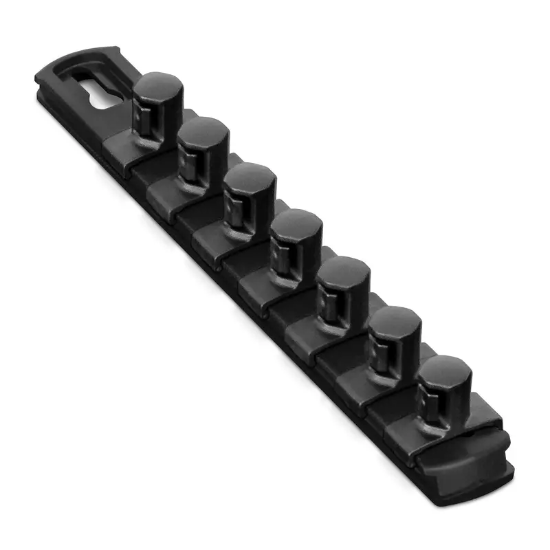 Ernst 8-Inch Socket Organizer Rail – Black with 7.5″ Twist-Lock Clips – Secure Socket Storage System