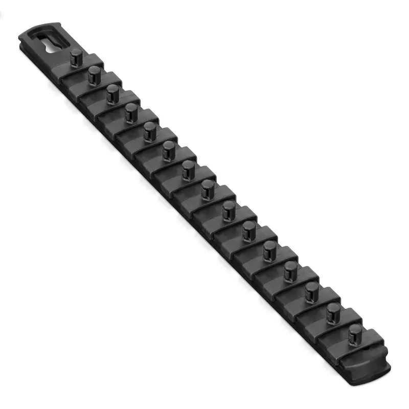 Ernst Manufacturing 13-Inch Magnetic 1/4-Inch Socket Organizer with 15 Twist-Lock Clips – Black