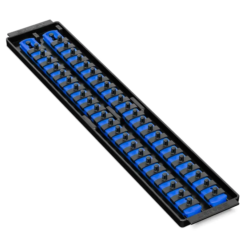 Ernst Manufacturing 19-Inch Socket Boss – Dual-Rail 1/4-Inch Drive Organizer, Blue
