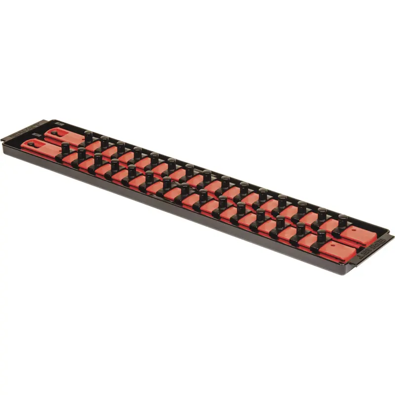 ERNST Socket Boss – 19-Inch 2-Rail 3/8-Inch Drive Socket Storage Tray in Red (Model 8453)