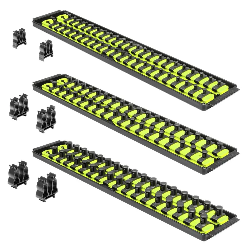 ERNST Socket Boss 3-Pack – High-Visibility Yellow Socket Storage System, Model 8512HVA