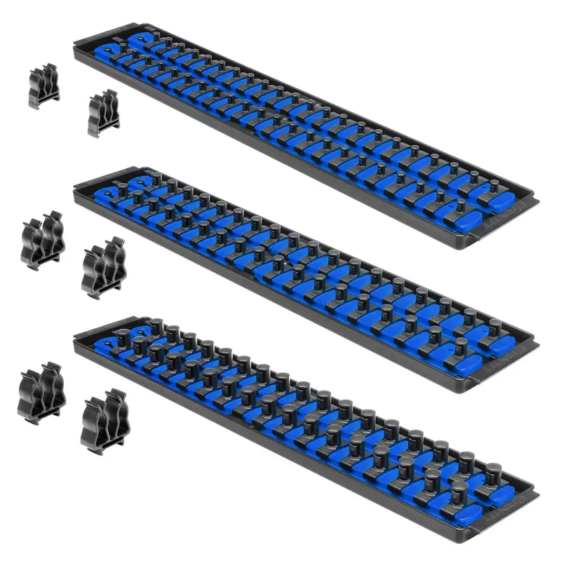 ERNST Socket Boss Rail Combo Pack – 3-Piece Blue Socket Organizer System, Made in USA