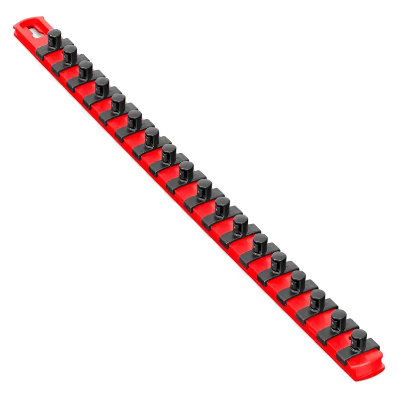 Ernst Socket Organizer – 18-Inch Red Frame with 18 Twist-Lock 3/8-Inch Clips