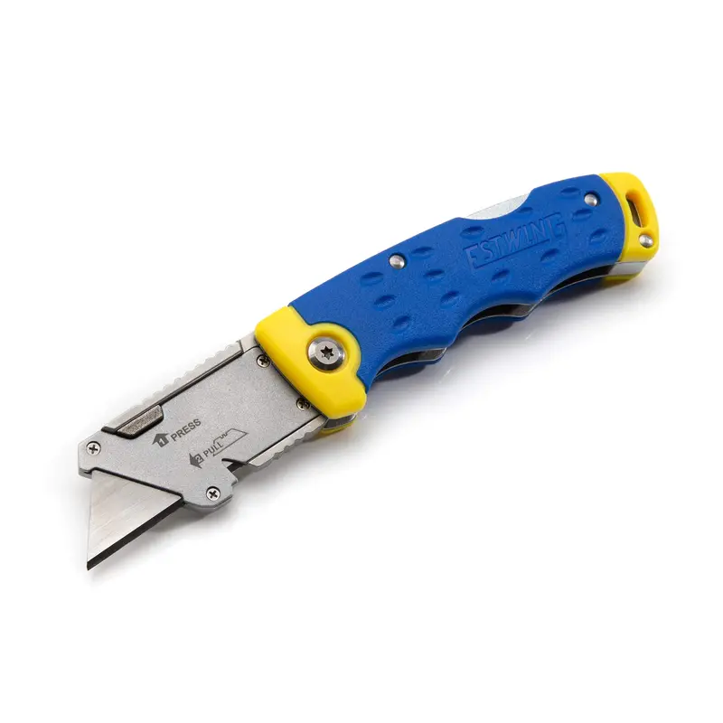 Estwing 42441 Folding Lock-Back Utility Knife – Ergonomic Handle, Belt/Pocket Clip, Disposable Razor Blades