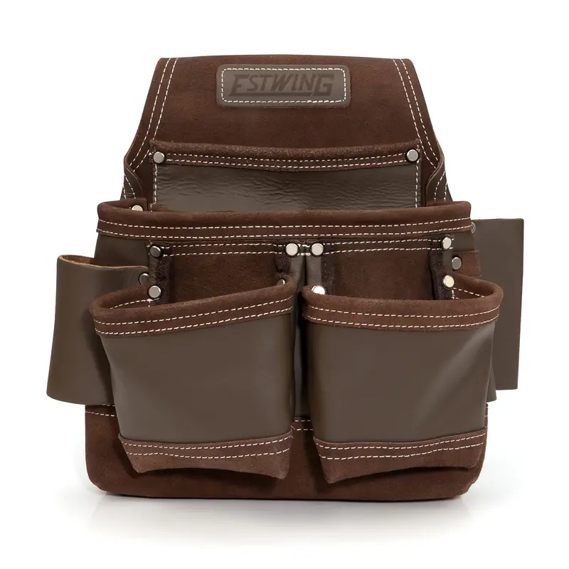 Estwing 94750 Full-Leather Framer’s Pouch – 9-Pocket, Brown, Durable Construction