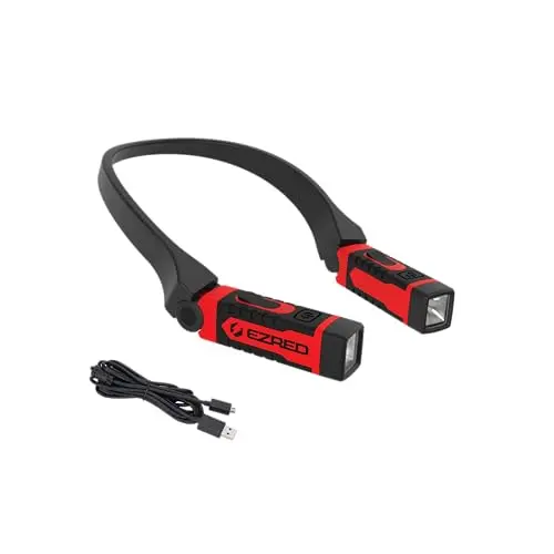 EZRED ANYWEAR NK15 Rechargeable Neck Light – Hands-Free LED Task Lighting for Mechanics, Campers, Hunters & DIY Users