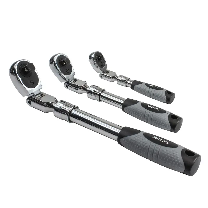 EZRED MR482FL 3-Piece Extendable Ratchet Wrench Set – Silver Ergonomic Design