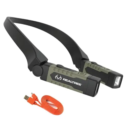 EZRED RT357 Real Tree Neck Light – 300-Lumen Hands-Free Hunting & Fishing Light (Red/White)