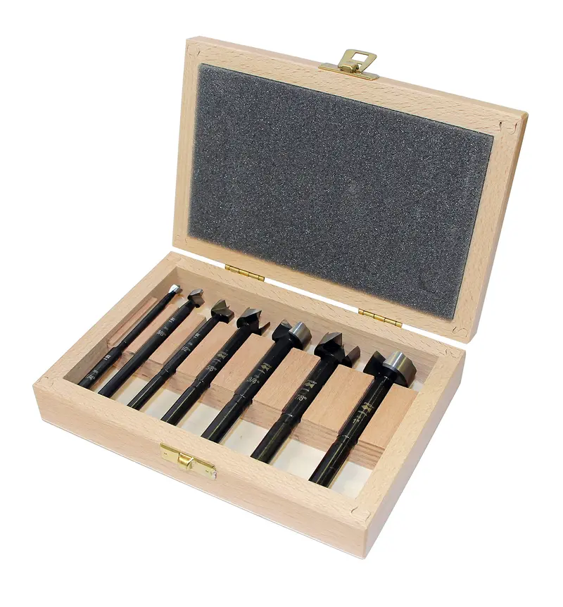 Fisch Black Shark Forstner Bit Set — 7-Piece Premium Forged Steel Drills (1/4″–1″) in Wooden Case