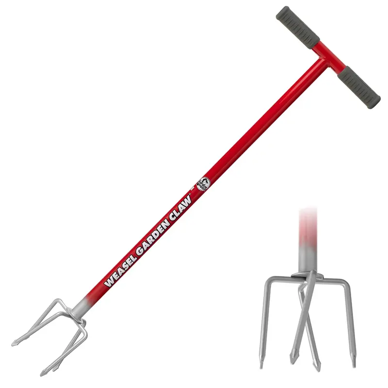 Garden Weasel Long-Handle Claw Cultivator for Soil Aeration, Weeding, and Loosening