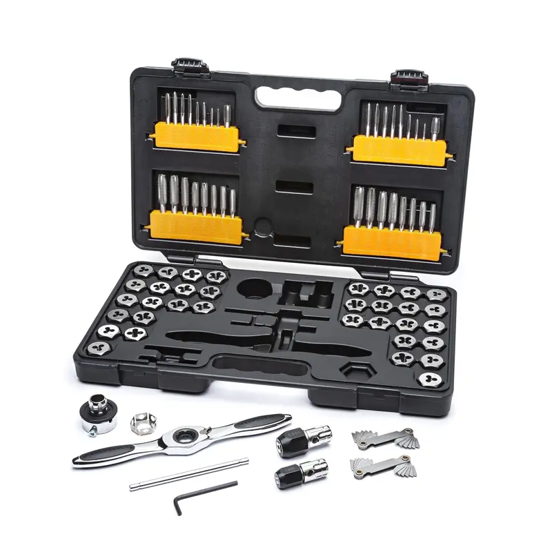 GEARWRENCH 3387 77-Piece Ratcheting Tap and Die Set – SAE & Metric Thread Repair Kit