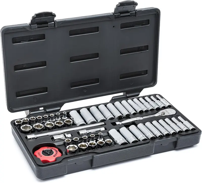 GEARWRENCH 51-Piece 1/4″ Drive Mechanics Tool Set – SAE/Metric Standard & Deep Sockets