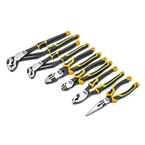 GEARWRENCH 82204C Pitbull Auto-Bite Tongue-and-Groove Pliers – 6-Piece Dual-Material Set with K9 Jaws