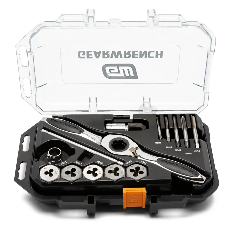 GEARWRENCH 82815 Compact Metric Tap and Die Set – 15-Piece Ratcheting Design