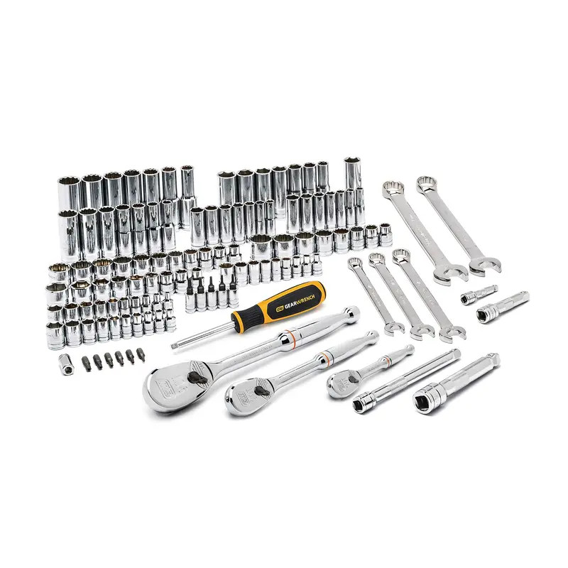 GEARWRENCH 83001D 118-Piece Mechanics Tool Set – 1/4″, 3/8″, and 1/2″ Drive, SAE/Metric, 6 & 12 Point, Standard & Deep Sockets