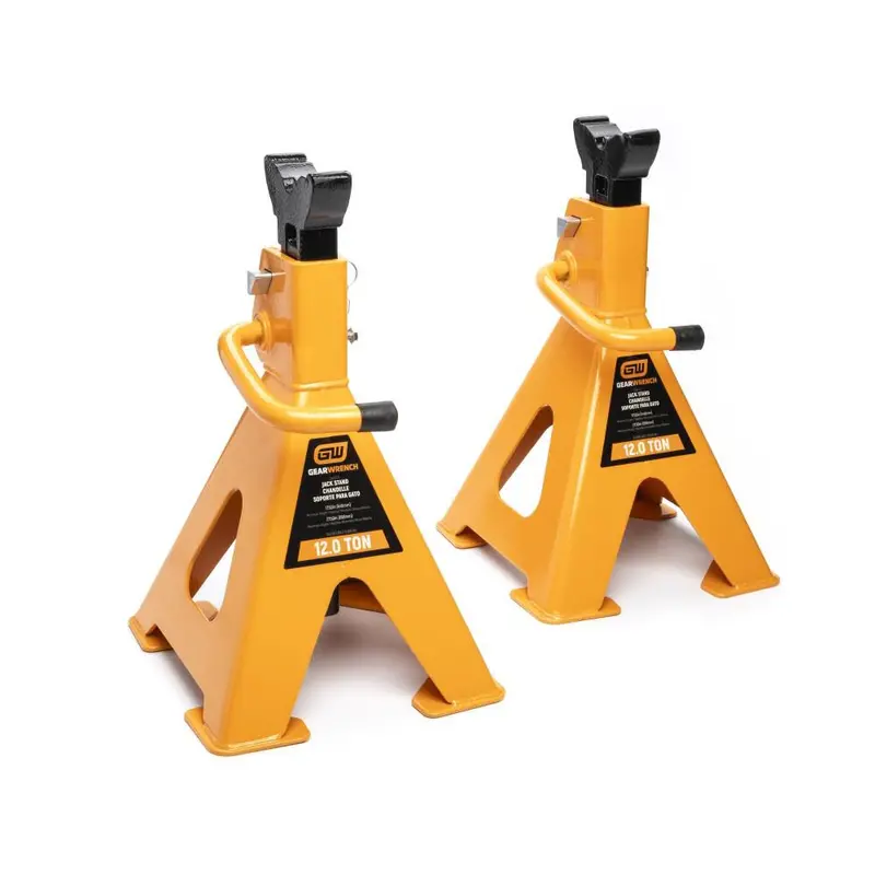 GEARWRENCH GWJS12T Pair of 12-Ton Ratcheting Jack Stands with Wide Base Stability