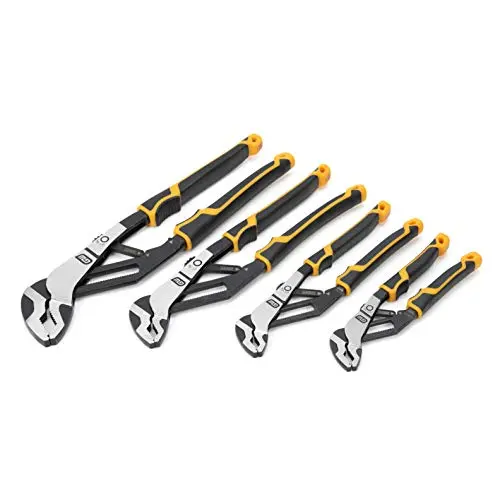 GEARWRENCH Pitbull Auto-Bite Tongue-and-Groove Pliers – 4-Piece Dual-Material Set with K9 Jaws (82594C)