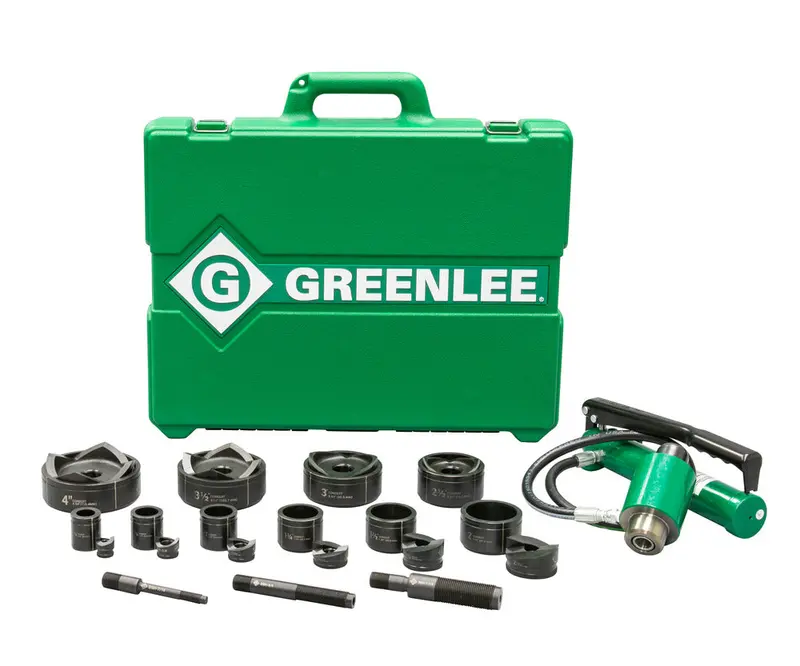 Greenlee 11-Ton Hydraulic Knockout Kit with Hand Pump and Slug-Buster (1/2″–4″)