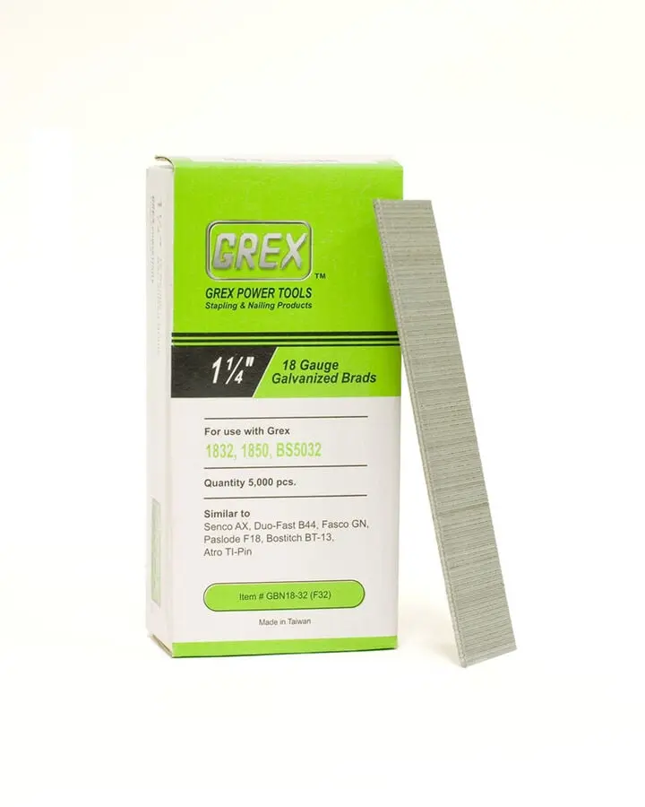 Grex 16-Gauge Galvanized Brad Nails — 1-1/4 Inch Length, 2,500 Count for Finish Work