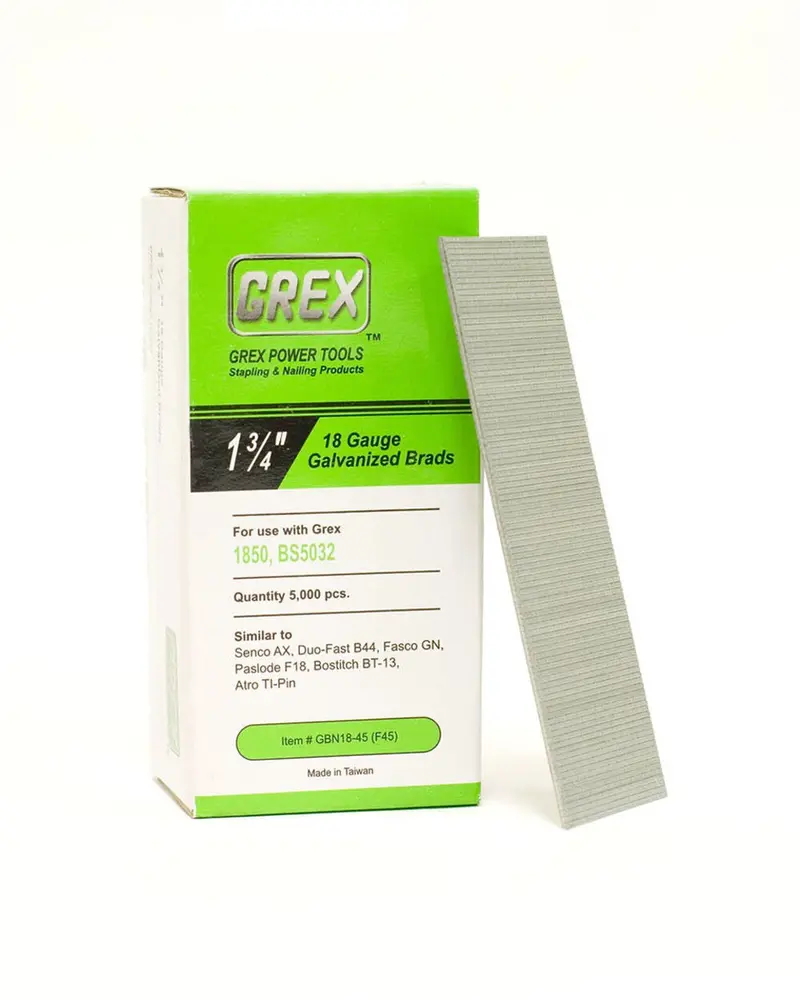 Grex GBN18 Series 18-Gauge Galvanized Brad Nails – 2″ Length, 5,000-Pack